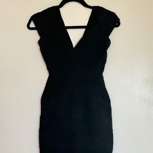 Herve Leger black bodycon mini dress